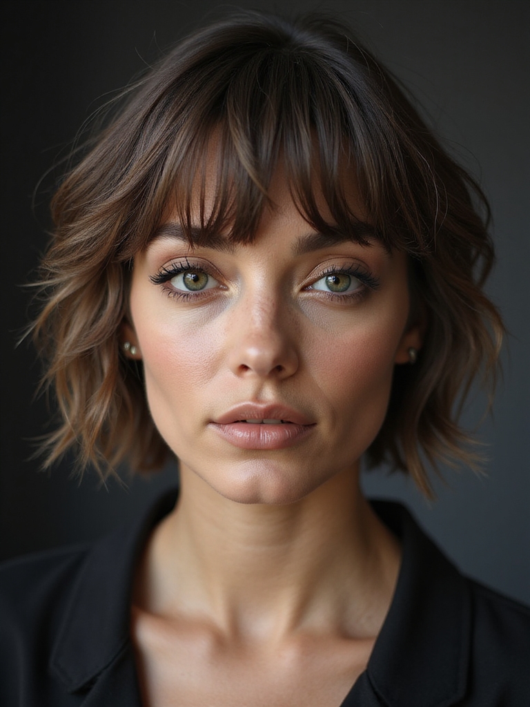 airy textured wolfcut with wisps