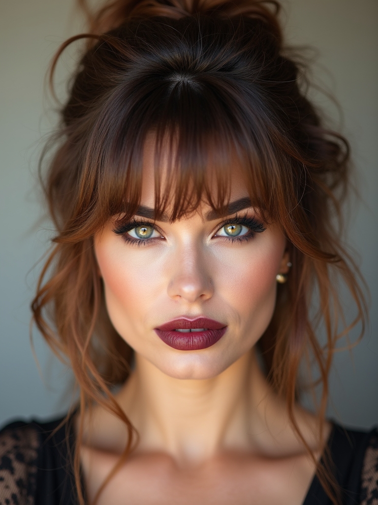 airy wispy bangs updo