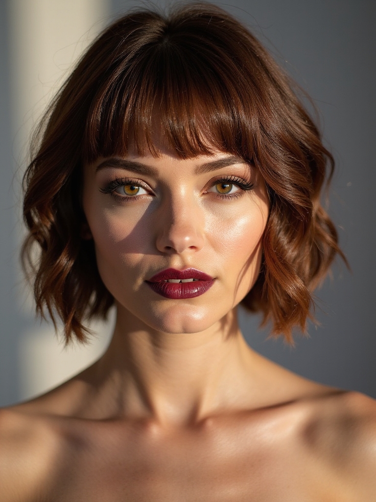 angled bob with fringe