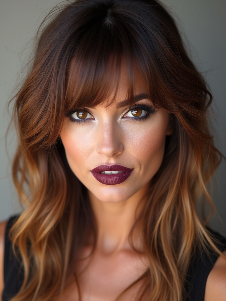 angled layers with blunt side bangs