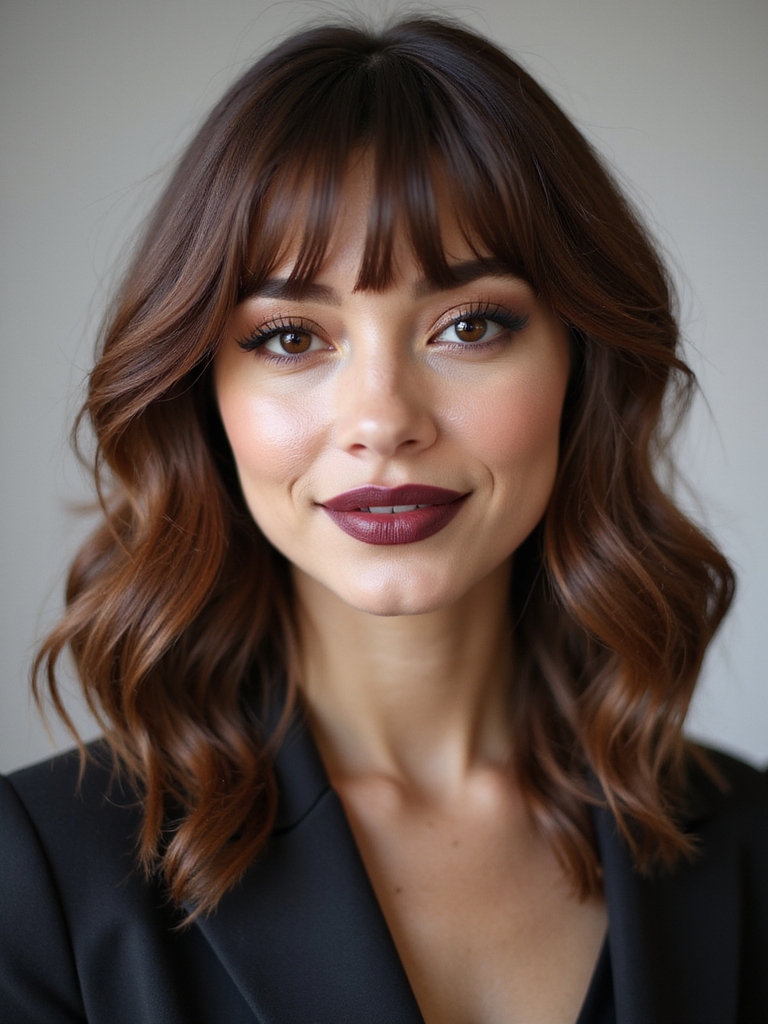 angled layers with diagonal bangs