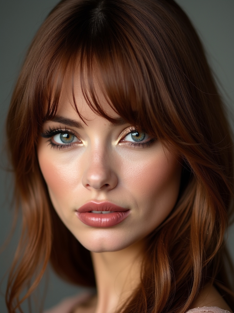 angled side bangs framing cheekbones