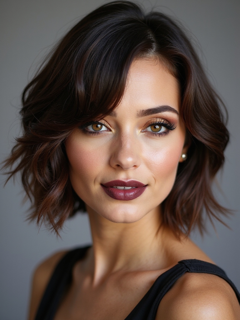 asymmetrical bob with wisps
