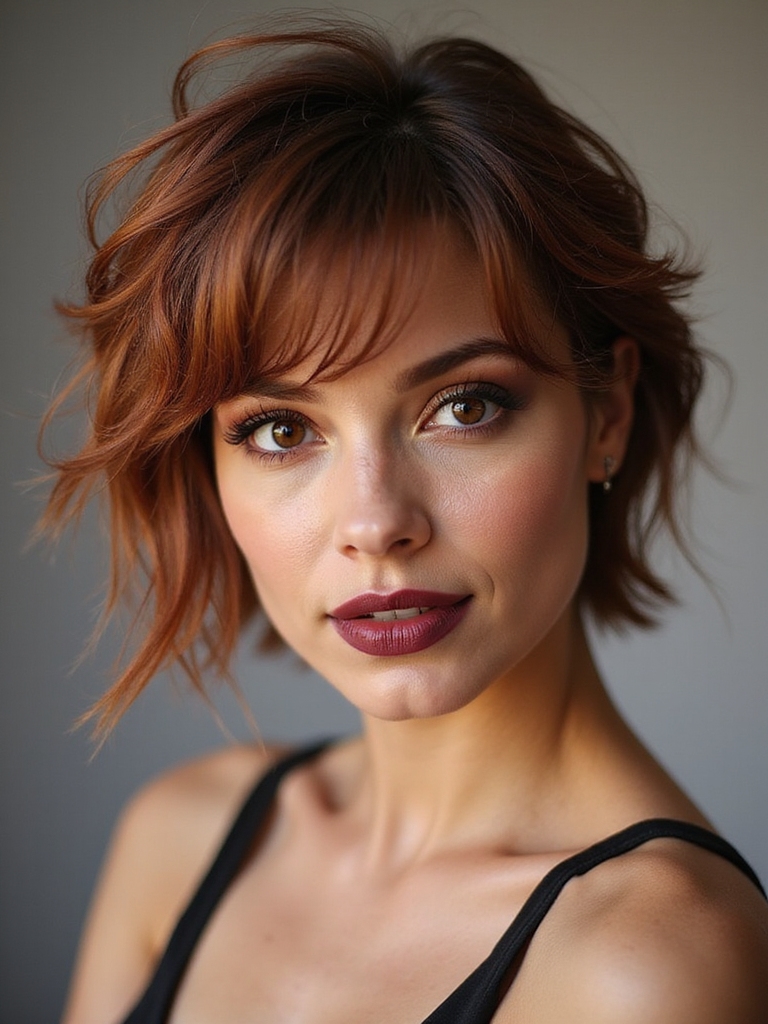 asymmetrical cropped soft fringe