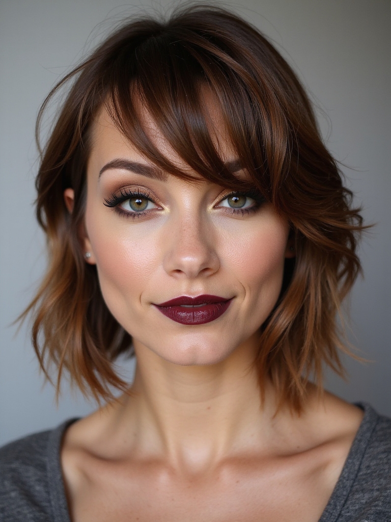 asymmetrical cut with bangs