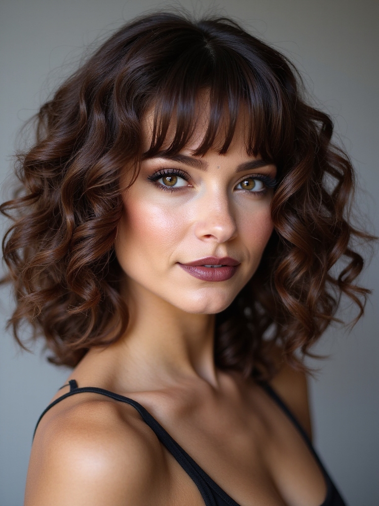 asymmetrical side bang curlframe