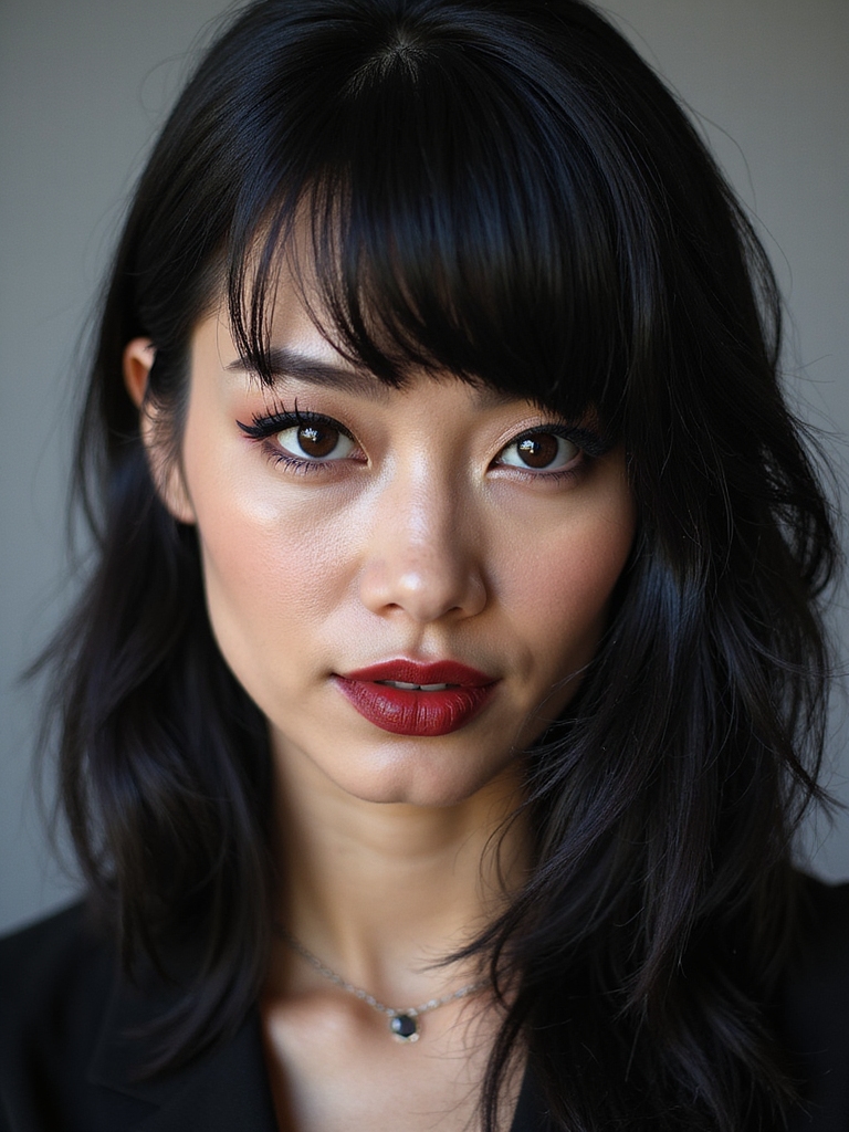 asymmetrical side swept emo bangs