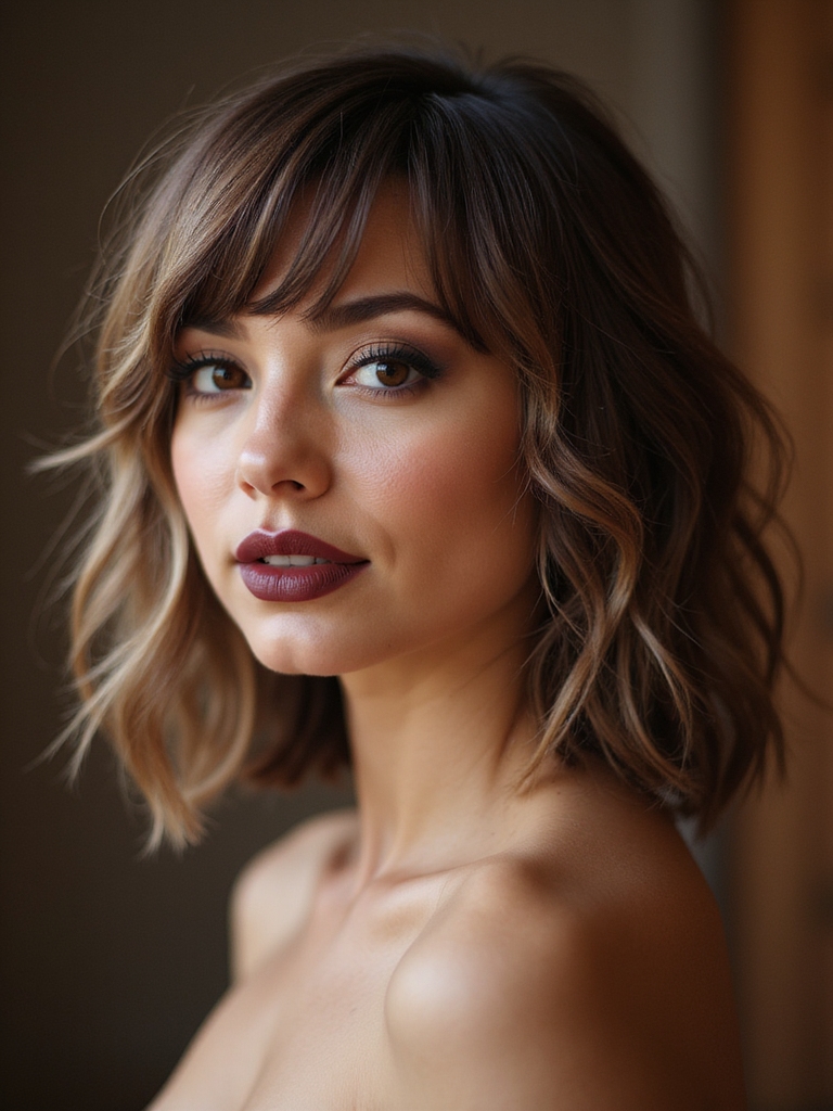 asymmetrical soft angled bangs