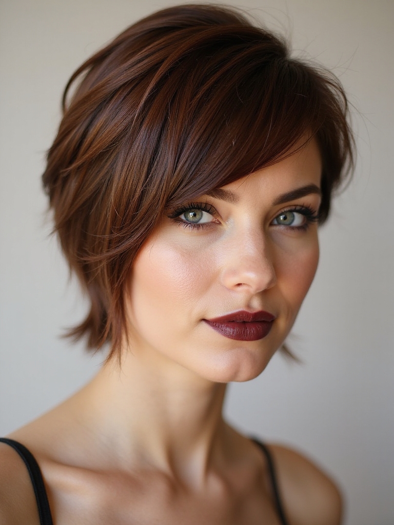 asymmetrical wispy mini bangs