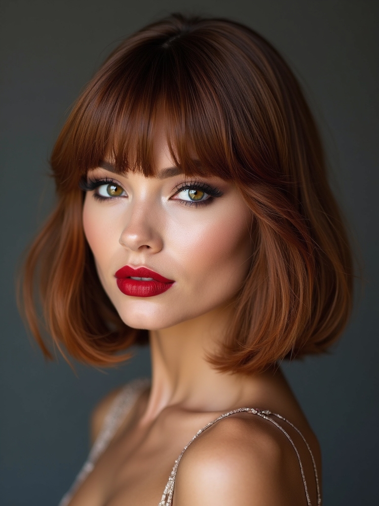 baby bangs sleek lob