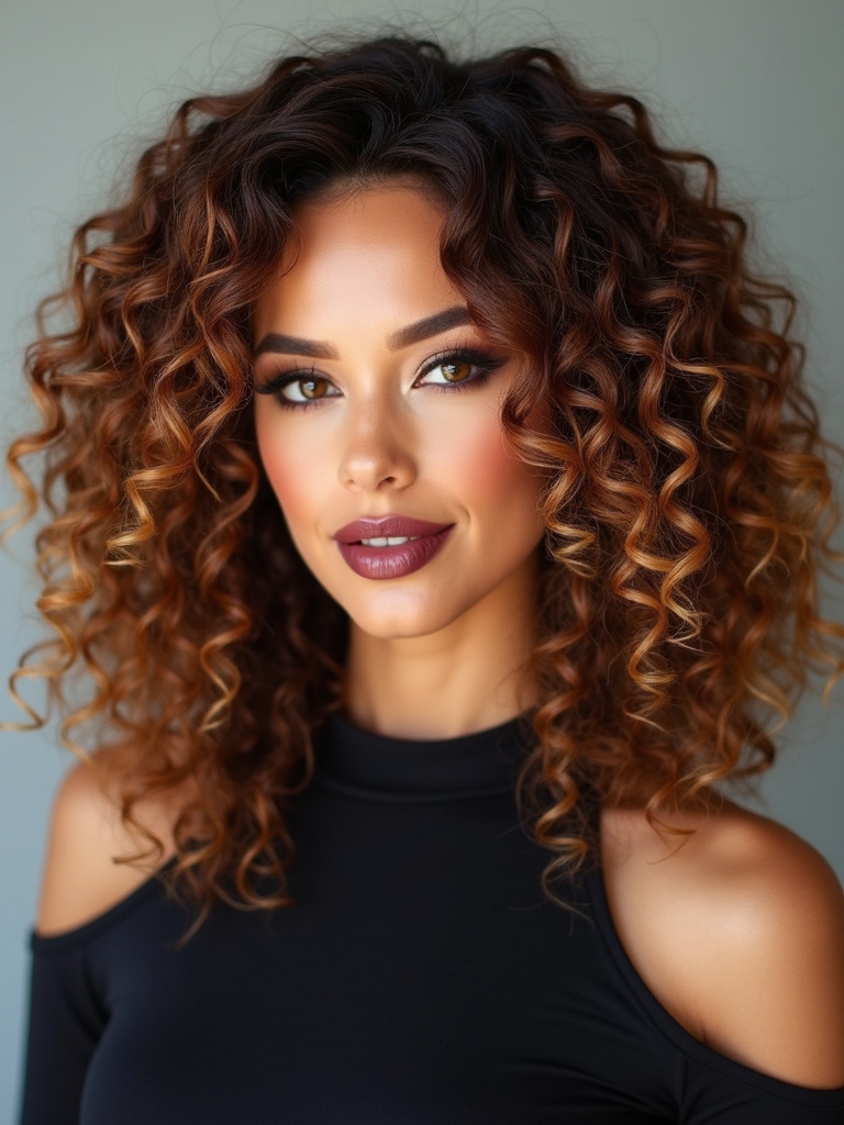 balanced layered curly volume