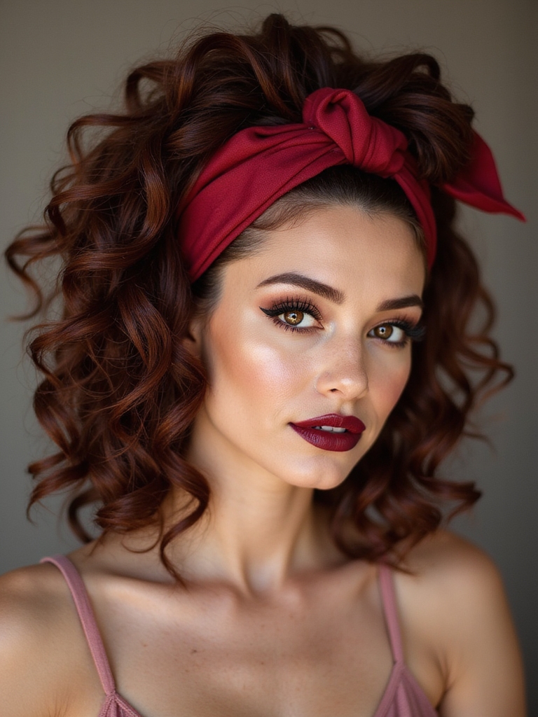 bandana wrapped secure curly ponytail