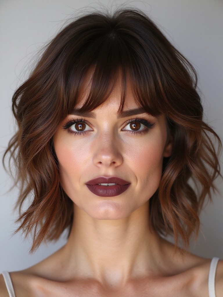 bangs add vertical face slimming