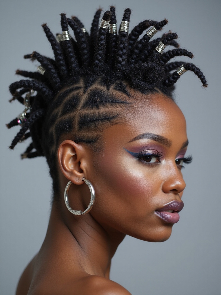 beaded metallic cuffed mohawk