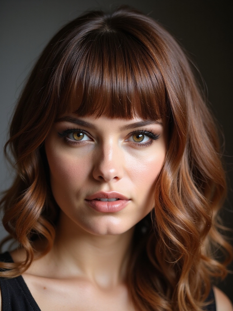 blunt bangs with texture