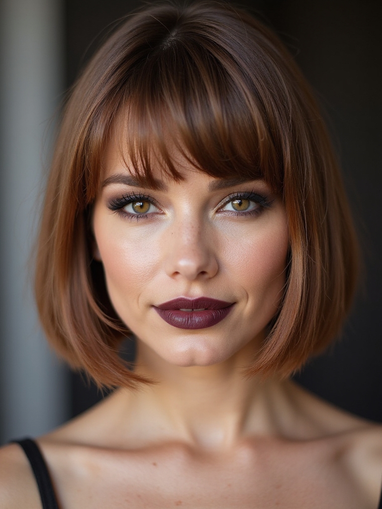 blunt bob with wispy bangs