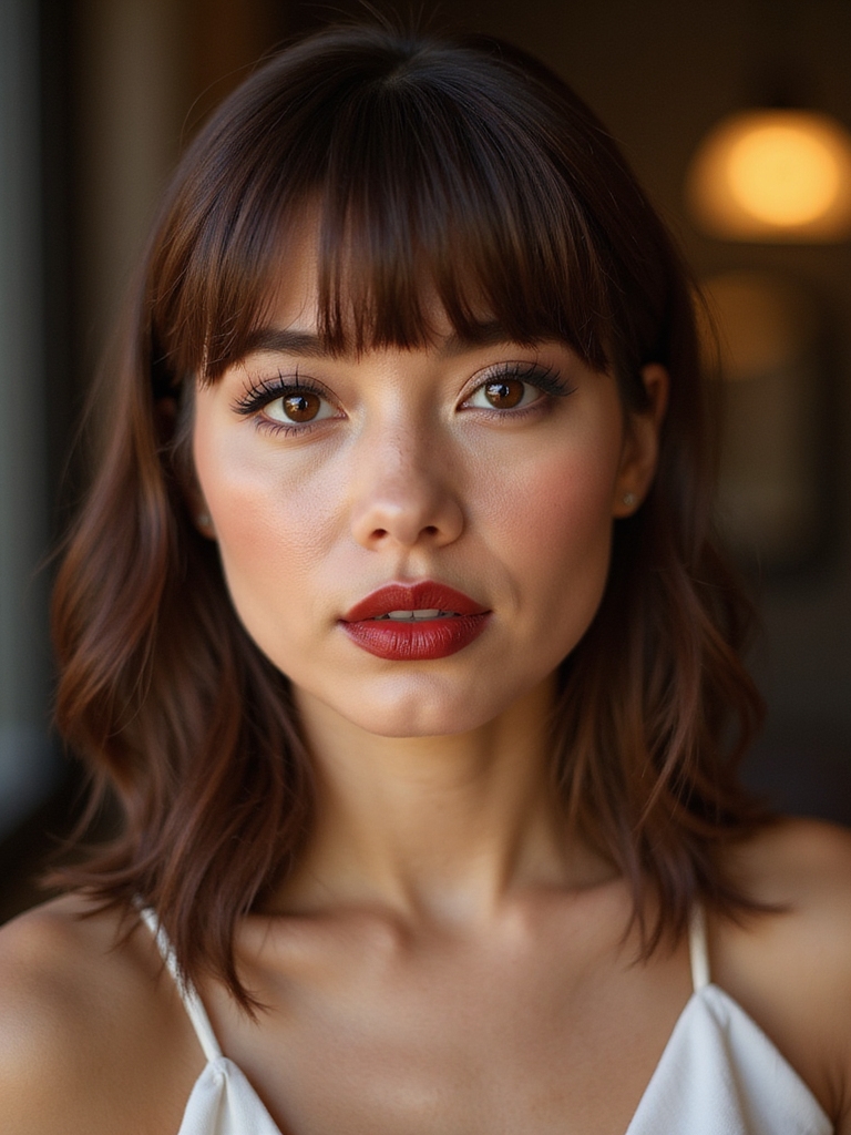 blunt edged soft romantic bangs