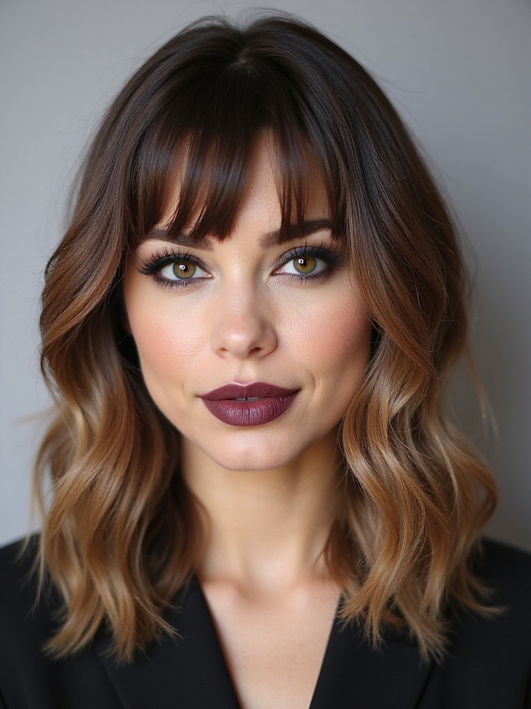 blunt edges feathered side bangs