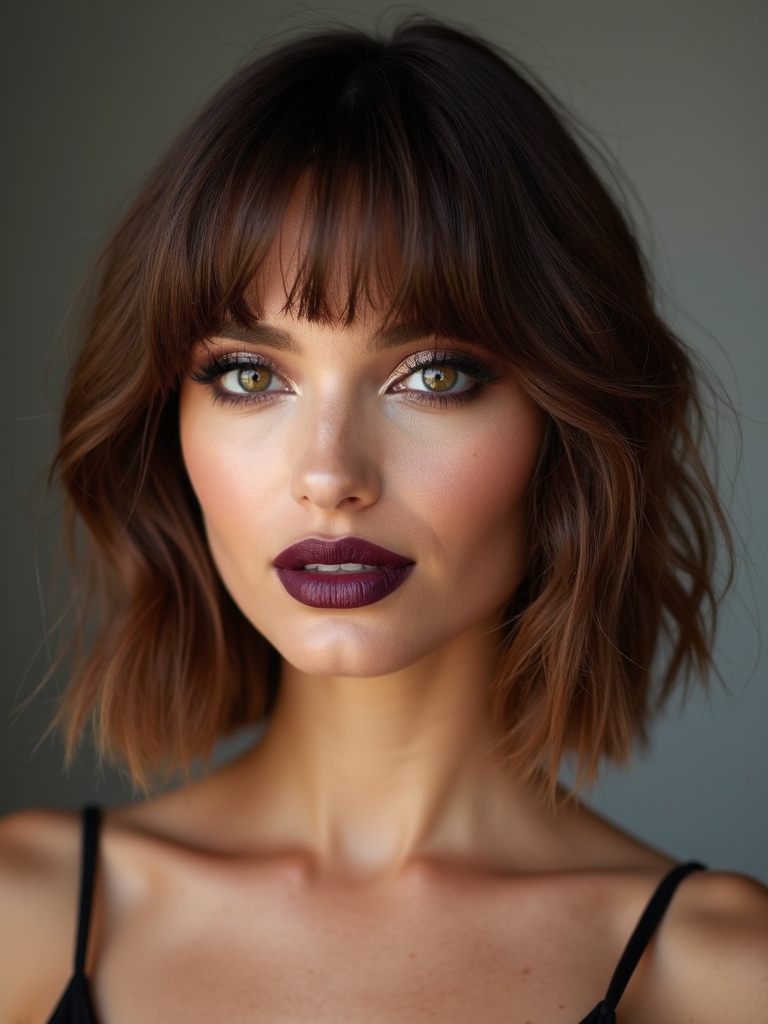 blunt ends wispy bangs contrast