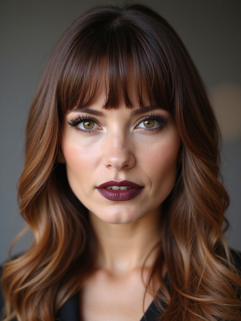 blunt ends with curtain bangs