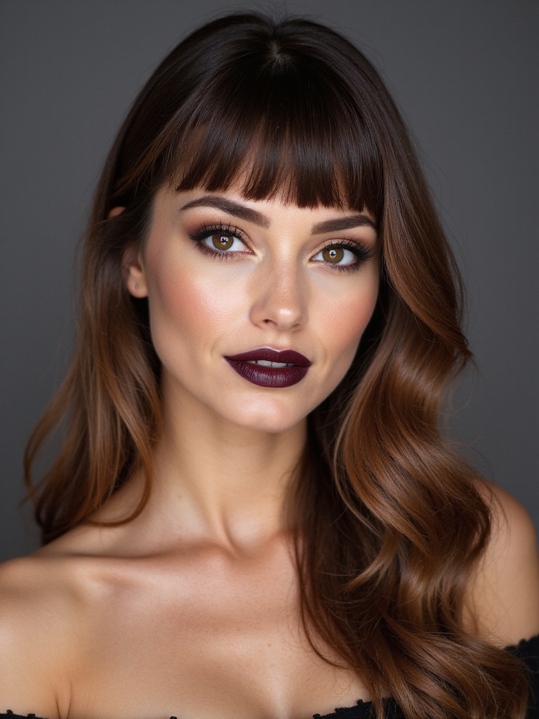 blunt long side bangs