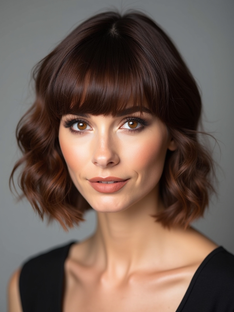 blunt micro bangs layered sides