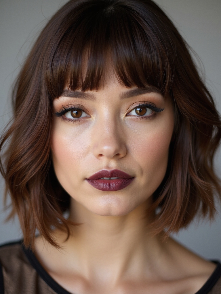 blunt short side bangs