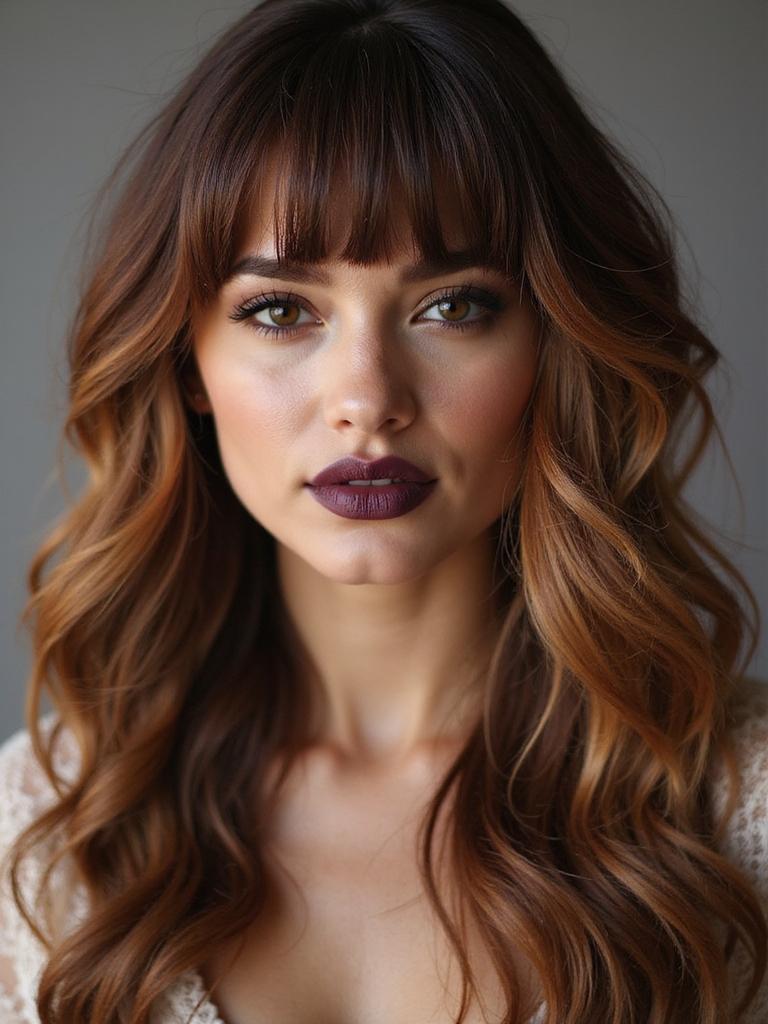 boho wolfcut with tapered bangs