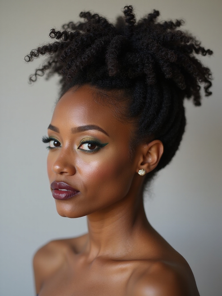 bold high puff with edges