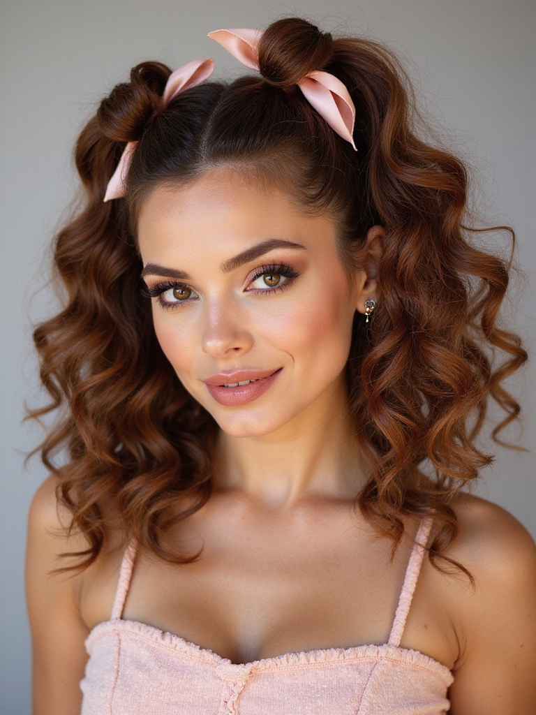 bouncy playful ponytails with accents