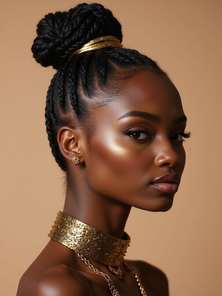 braided bun with accessories