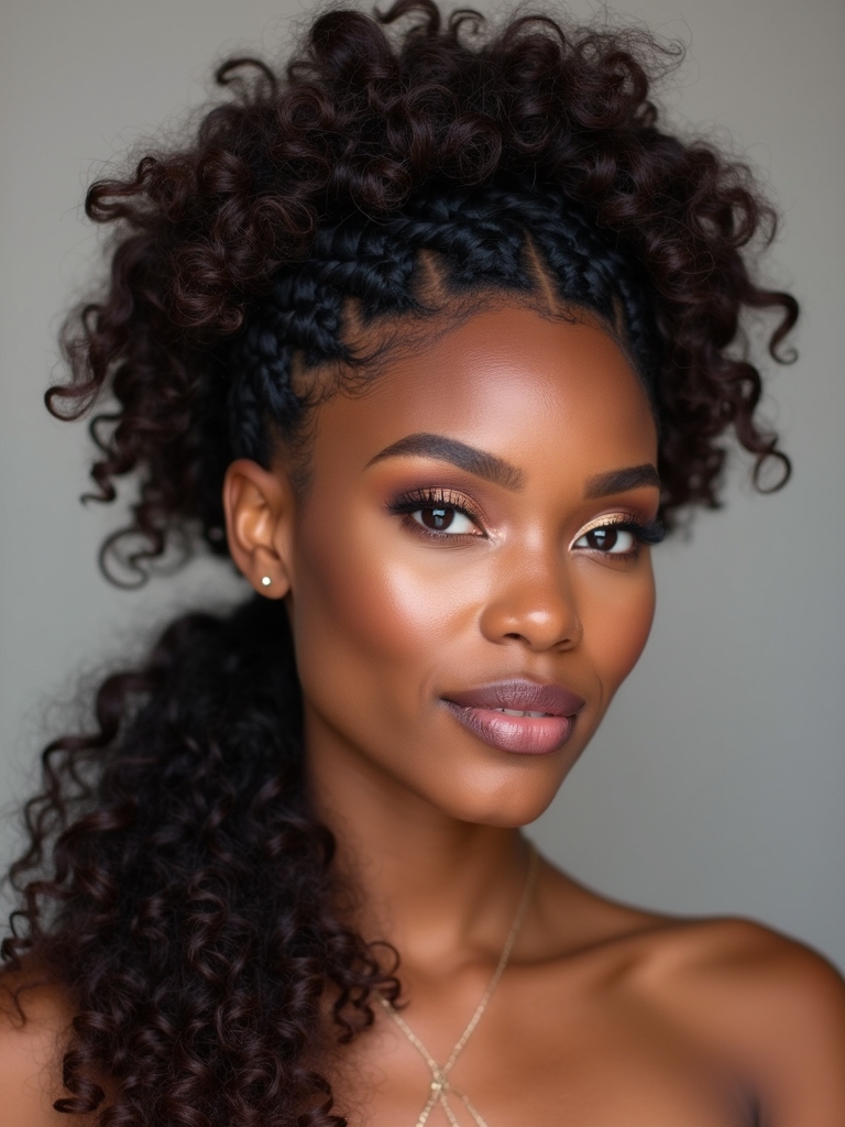 braided crown with curls