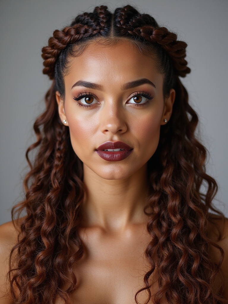 braided crown with curls