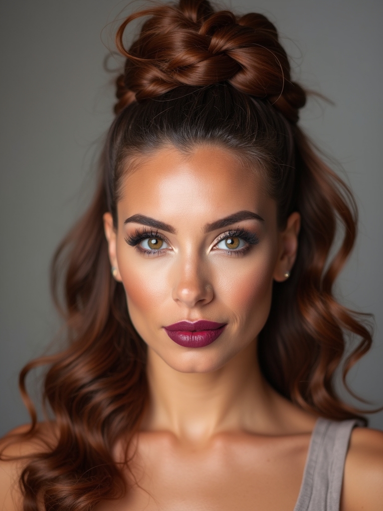 braided crown with curly bun