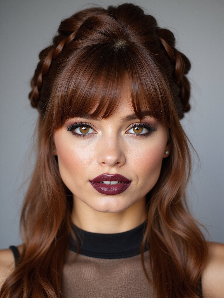 braided crowns with side bangs