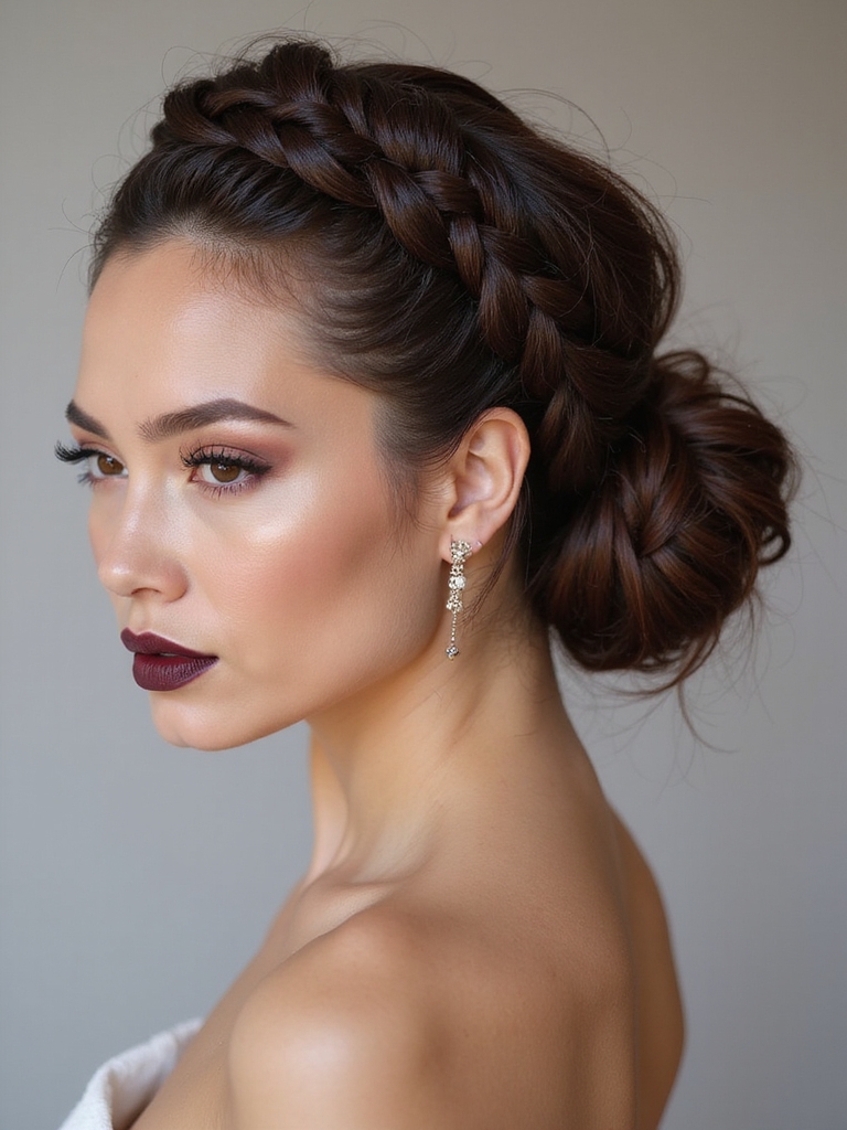 braided halo textured bun