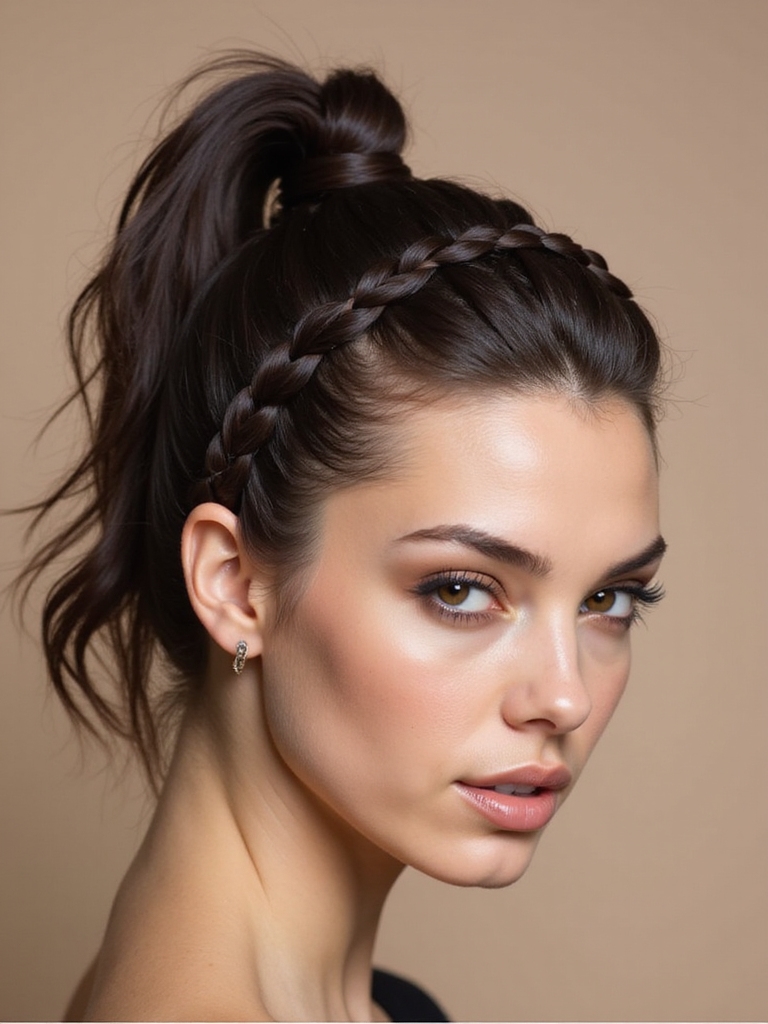 braided wrapped ponytail detail