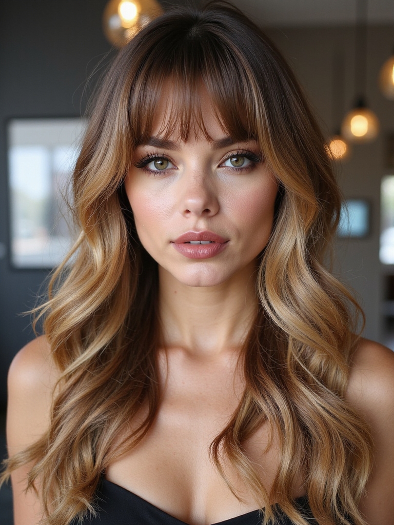 bronde balayage with bangs