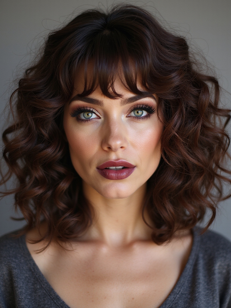 brow grazing curly bangs frames