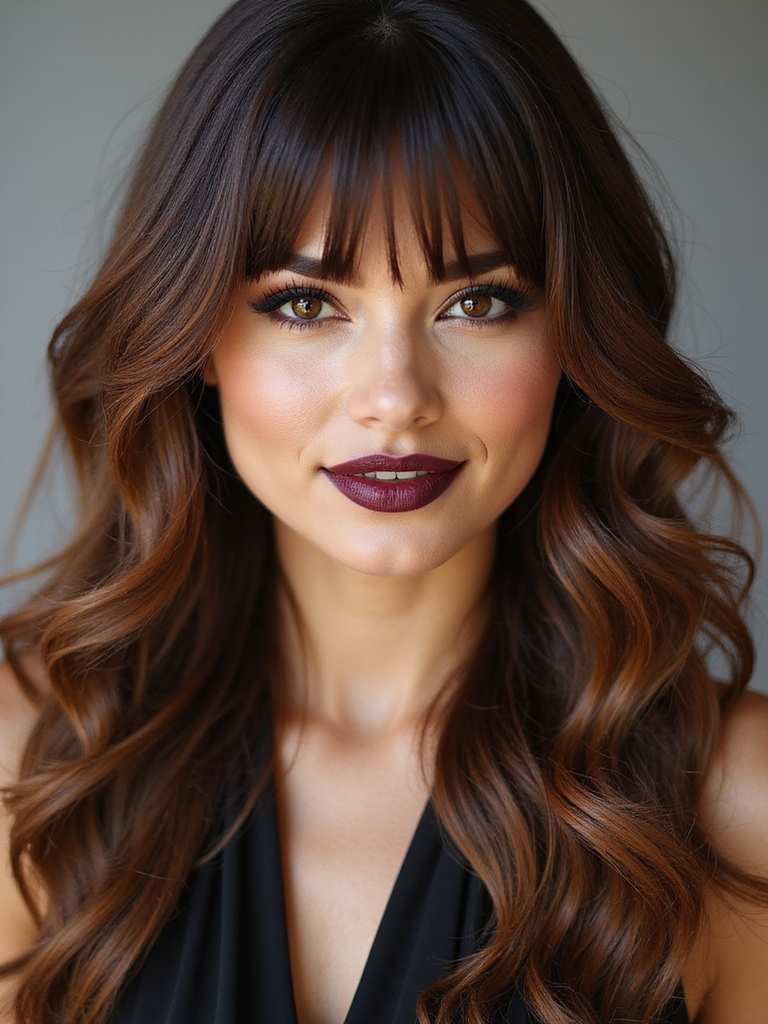 celebrity inspired side part bangs