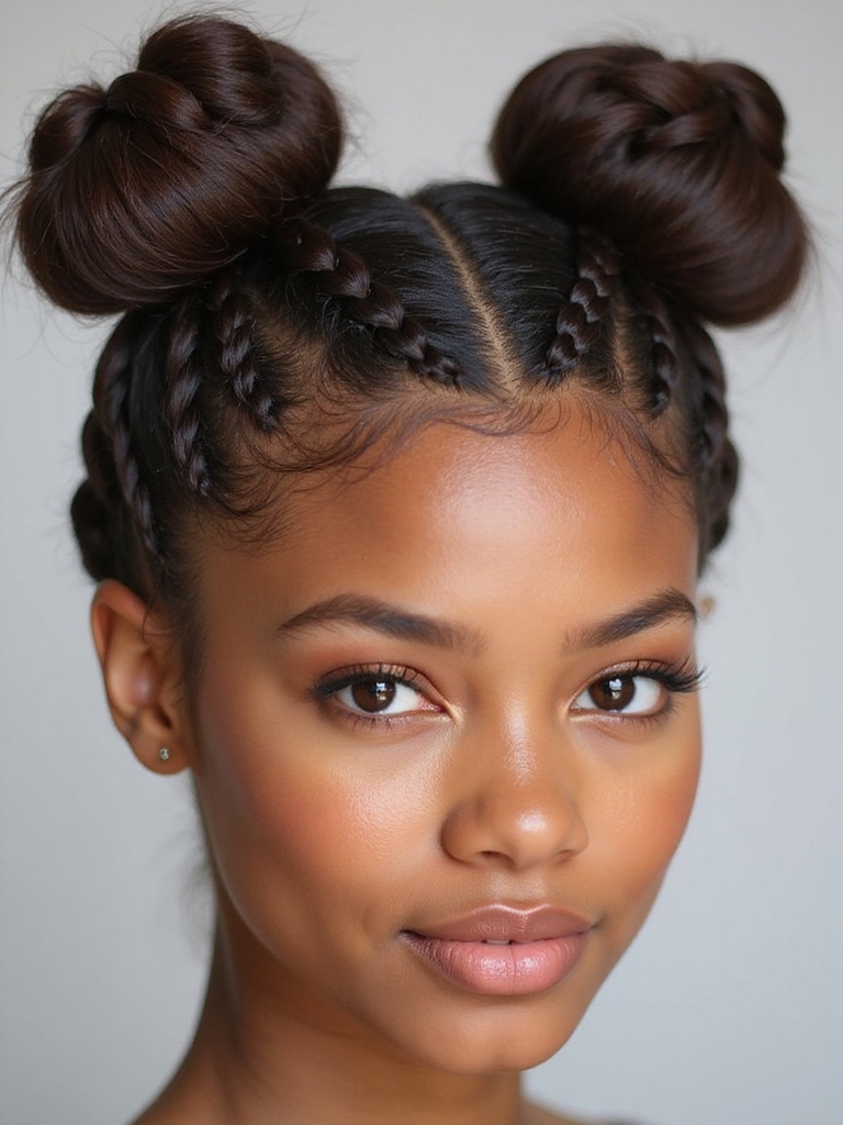 centered braided coiled buns