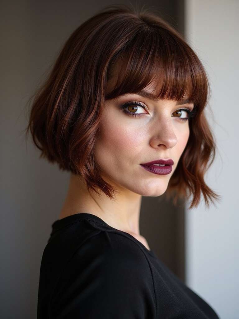 chic cropped bob with bangs
