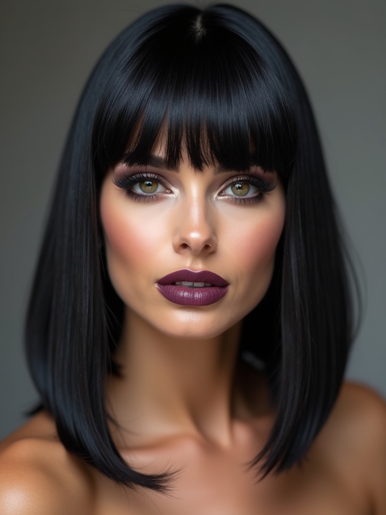 chin length blunt bob with bangs