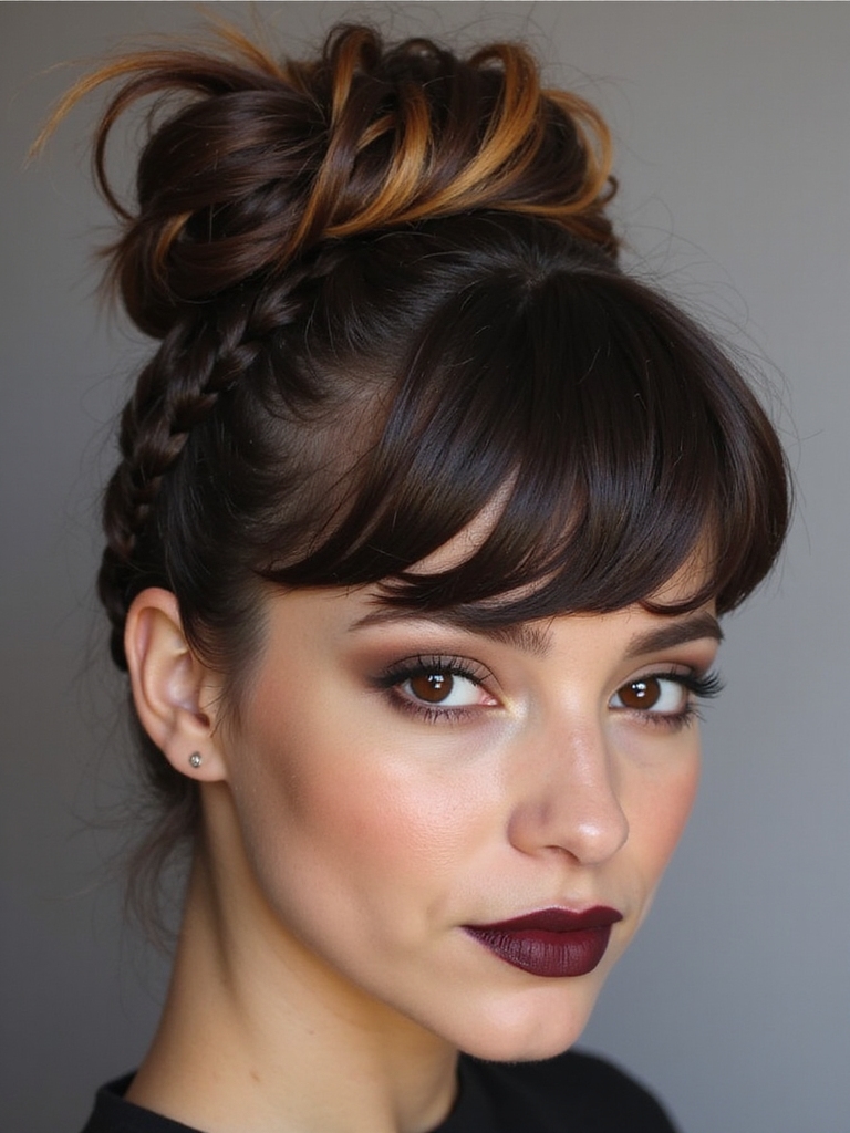 choppy bangs with braided crown