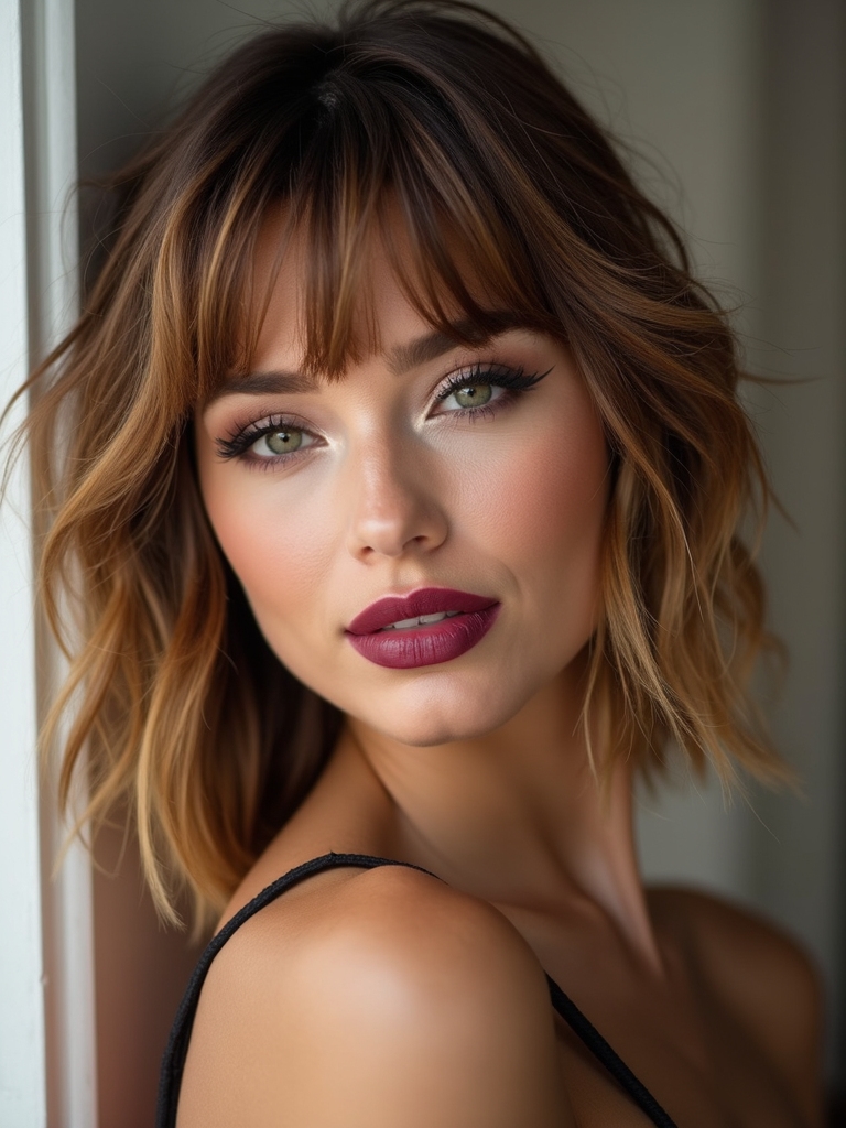 choppy fringe shaggy face framing