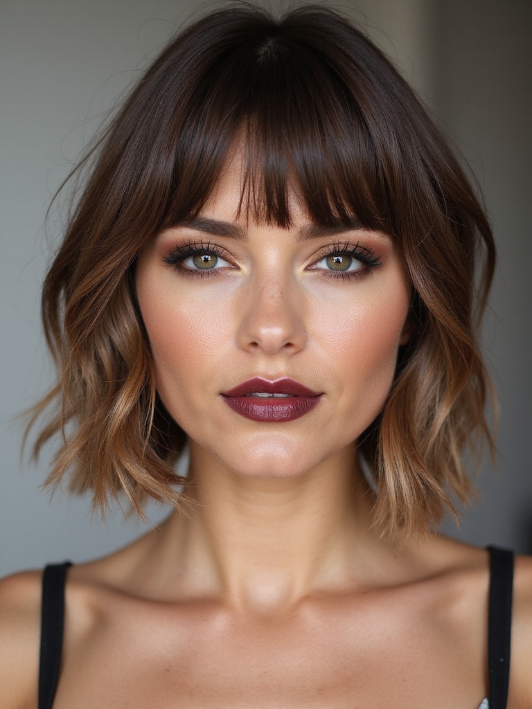 choppy micro bangs midbob texture