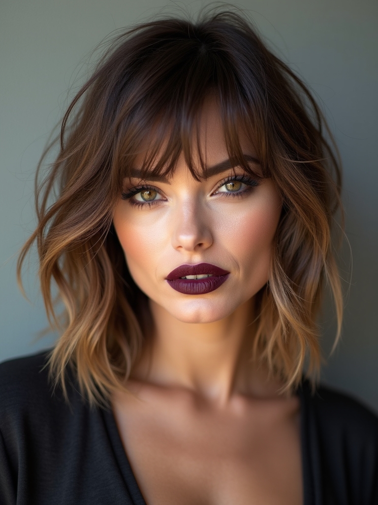 choppy piecey textured bangs