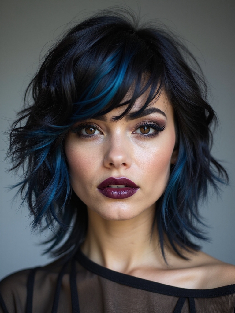 choppy textured heavy side sweep