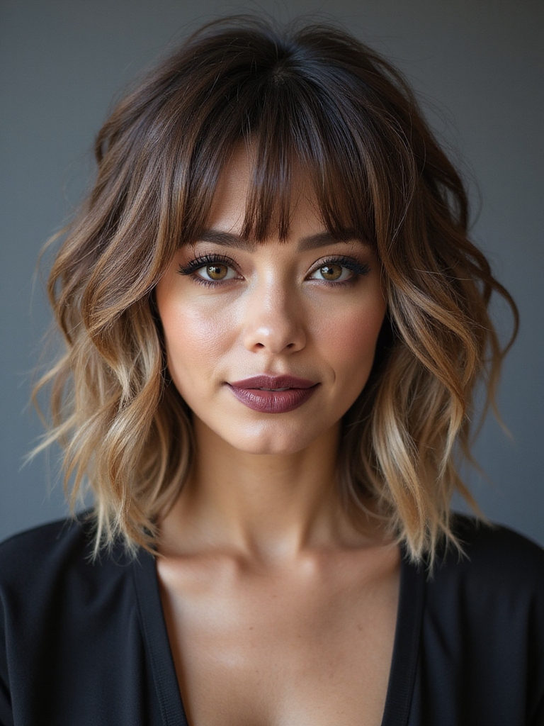 choppy wolfcut with bangs