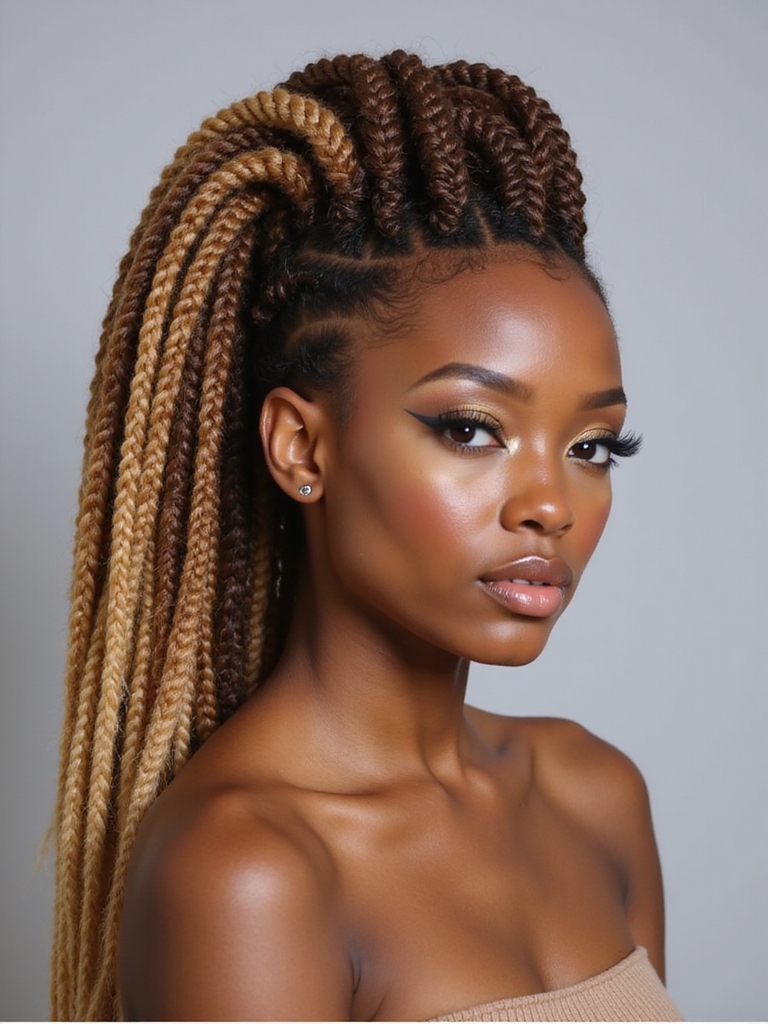 chunky box braid mohawk